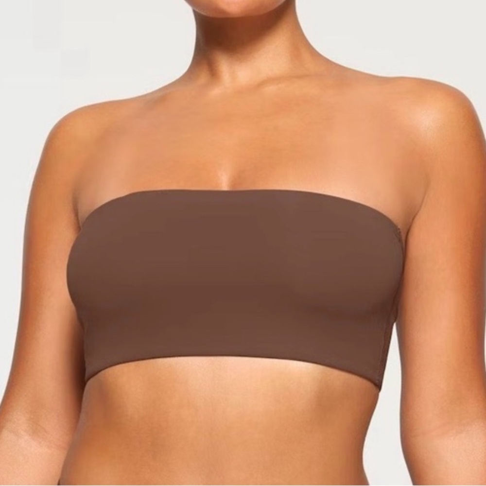 SKIMS Brown Strapless Bandeau Top